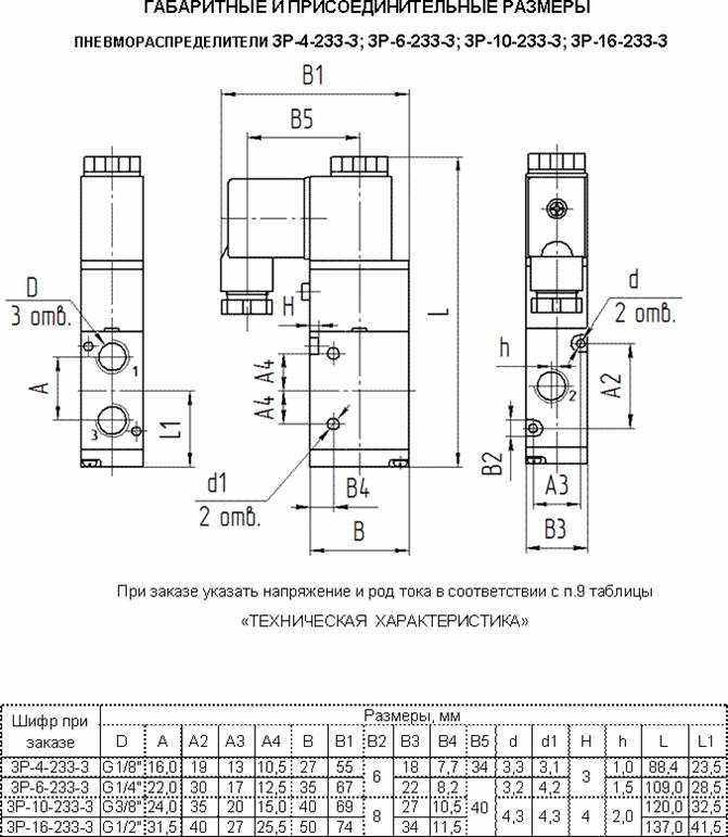 3Р-Х-2ХХ-3; 5Р-Х-2ХХ-3 пневмораспределитель с электропневматическим управлением
