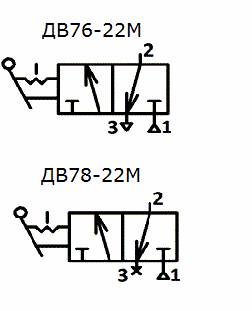 БВ76; БВ78; КВ76; ДВ76; ГВ76; АВ76; ЕВ76 пневмораспределитель с механическим управлением
