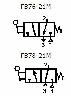 БВ76; БВ78; КВ76; ДВ76; ГВ76; АВ76; ЕВ76 пневмораспределитель с механическим управлением